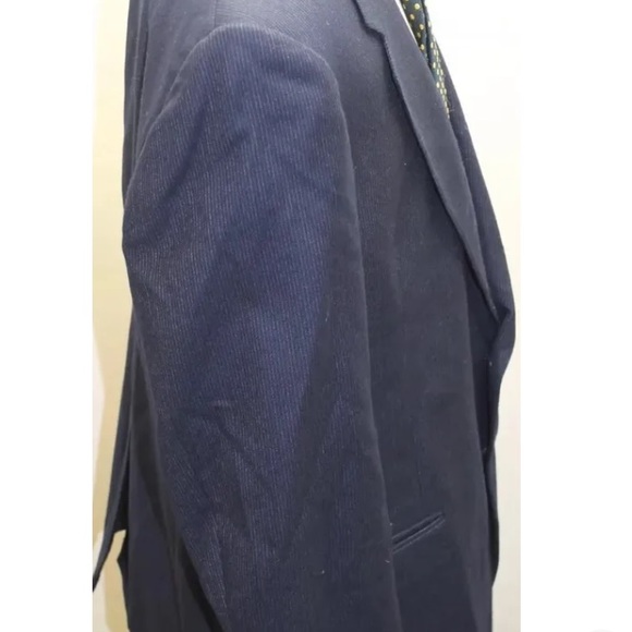 Wm H. Leishman Blue Pin Striped Men Blazer 100% Wool 44R Canada - Picture 6 of 10